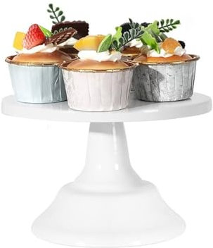 Hapivida Alzata per Torta, Porta Cupcake Rotondo in Metallo, Snack, Biscotti, Piatto per Caramelle, Accessori per Piatti da Esposizione per Dessert, Celebrazione di Feste di Compleanno, Bianco(S)