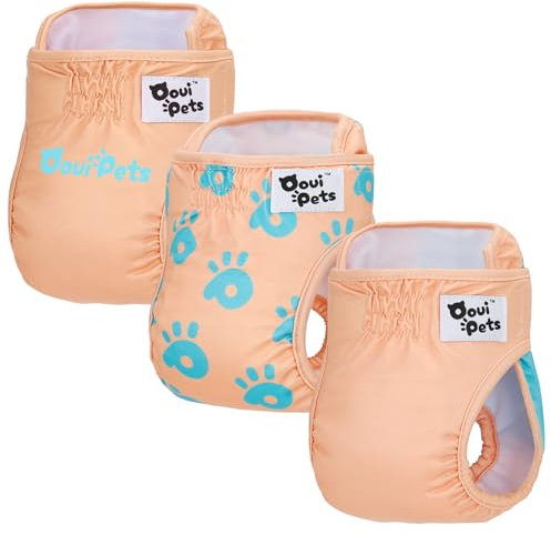 Oouipets Hundewindeln für hündinnen und Katzenwindeln(3 Stück) | Premium Läufigkeitshose für hündinnen, Komfort, Saugfähigkeit, kein Auslaufen und Umweltfreundlich | Hundewindel waschbar (Größe L)
