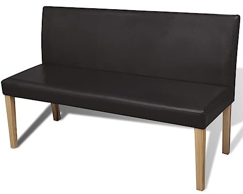 Hommdiy Sitzbank mit Rückenlehne Kunstleder Polsterbank Esszimmerbank Wartebank 139,5 x 54 x 85,5 cm (Dunkelbraun)