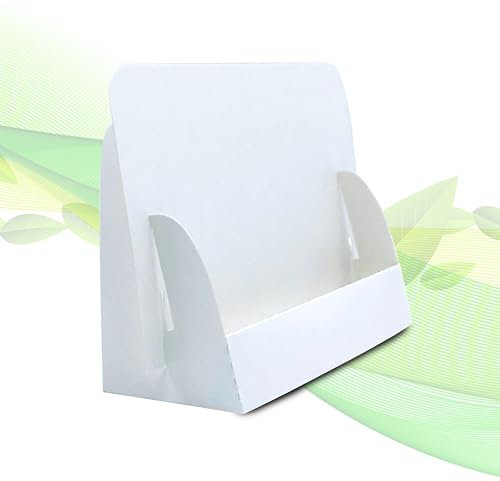 thefoldstands 5 faltbare FLYERSTÄNDER Blanc Design ökologische Prospektständer für DIN A6 Flyer 14,8 x10,5 cm horizontal, Prospekthalter aus white-eco FSC-Karton,kurz-bis mittelfristigen Einsatz