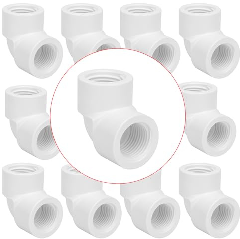 Lswteiz Confezione da 10 connettori a gomito da 1,27 cm in PVC femmina a femmina a 90 gradi, bianco, 1/2 pollici, SCH40, ASTM D2466 e D1784