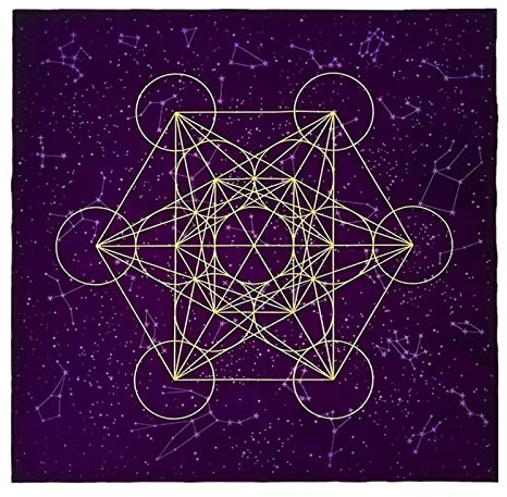 Metatrone's Cub Kristallgitter-Altartuch, Wandteppich, Tischdecke, spirituelles Tuch für heilige Orte, Tarot-Tischdecke, Hexenaltartuch, Altartuch, Läufer, Altartücher, spirituell