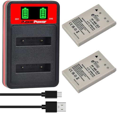 Pickle Power 2 PCS Batterie en-EL5 et Double Chargeur USB pour Nikon Coolpix P510 P520 P530 P5000 P5100 P6000 S10 P3 P4 P80 P90 P100 P500 Appareil Photo