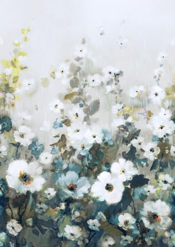 Rasch Tapete 360905 - Fototapete auf Vlies mit einer Blumenwiese in Grün, Blau und Weiß aus der Kollektion Magicwalls - 3,00 m x 2,12 m (LxB)