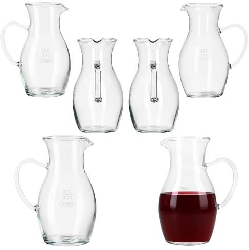 Ritzenhoff & Breker 6er Set Glas-Krug Valentino I geeicht 0,2L I (LxBxH) 10x7,5x13,5cm I Wein-Karaffe für Weiß- & Rotwein I Kännchen alternativ für Apfelwein, Essig & Öl, Sauce, etc.