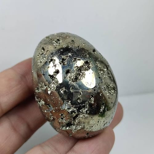 IDGTTLDF Goldenes Eisen-Pyrit-Geoden-Ei, polierte natürliche funkelnde Würfel, Druzy-Kristall-Cluster-Exemplar