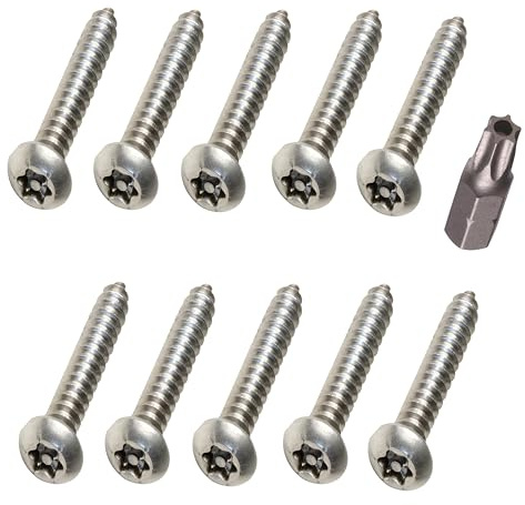4.2mm x 25mm Button Head Security Screws Stainless Steel Sheet Metal Screws Pin in Torx Sheet Metal Anti-Theft Tamper Proof Including Screwdriver Bit (pack of 10)