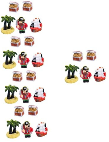 PRETYZOOM 5 Set ornamenti pirata decorazioni per torte delle fate giocattoli oceanici gadget casa oggettistica casa adornare pirati in miniatura in stile spiaggia miniature da spiaggia