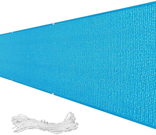 Balkon Sichtschutz 75 x 700 cm Uv-Beständig Wetterfest Windschutz Balkonumspannung mit Ösen mit Kabelbinder für Gartenzaun Balkonzaun, Blau