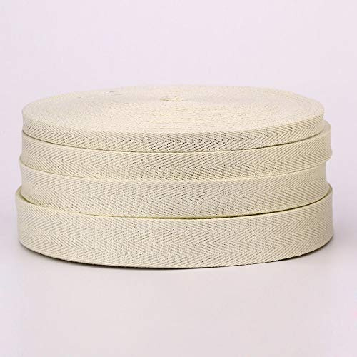 AYKANING Ruban De Sangle,Sangle Couture 50 mètres/Rouleau de 10mm / 15mm / 20mm / 25mm Coton en Coton argenté argenté/Or Fil Beige Beige Ruban de Couse à Coudre(Silver 15mm)