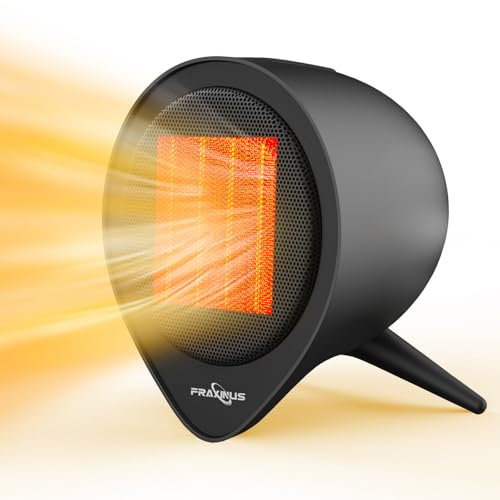 Chauffage d'appoint 1500W, Mini Radiateur électrique en Céramique PTC, Minuterie 15h, Protection Anti-surchauffe et Anti-basculement, Chauffage silencieux, Compact, Sécurité - Noir.