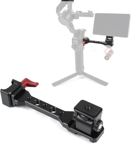 EaxanPic Adjustable Gimbal Monitor Mount Phone Mount with Quick Release NATO Clamp Cold Shoe Mount for DJI Ronin RS 4 / RS 4 Pro/RS 3 / RS 3 Pro/RS 3 Mini/RS 2 / RSC 2 Stabilizers (Dark Red)