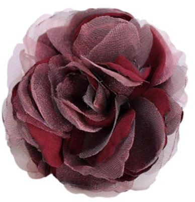 Amagogo Broche en Tissu à Fleurs pour vêtements pour Femmes Broche en Tissu satiné à Fleurs Roses pour Robe, Rouge Foncé