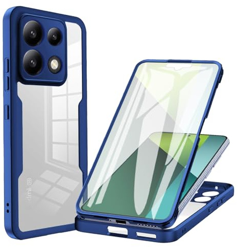 UPLAI Transparente Funda para Xiaomi Redmi Note 13 Pro 5G/Poco X6 5G, 360° Grado Militar Antigolpes Carcasa Protector de Pantalla Incorporado, Ultradelgado PC + TPU Estuche Caso. Azul