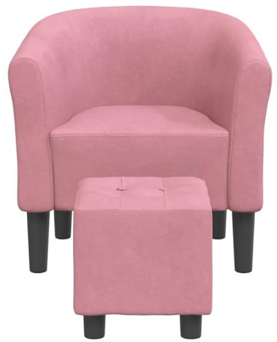 Fauteuil club avec repose-pieds en velours rose 356454