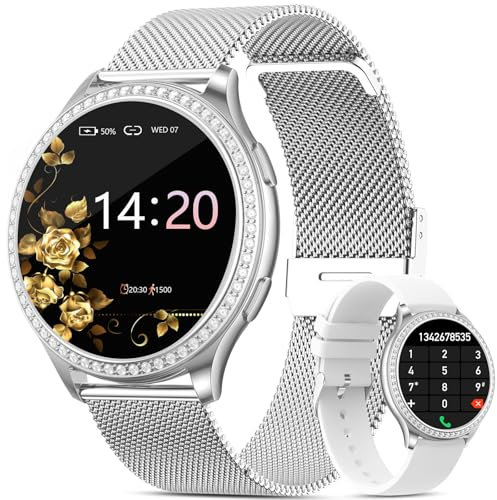 RifePhi Damen Smartwatch 1.32 Zyklustracker & SpO2 Schlafanalyse, IP67 wasserdichte Sportuhr mit Anruffunktion, Schrittzähler und Herzfrequenzmesser Kompatibel mit iPhone Android