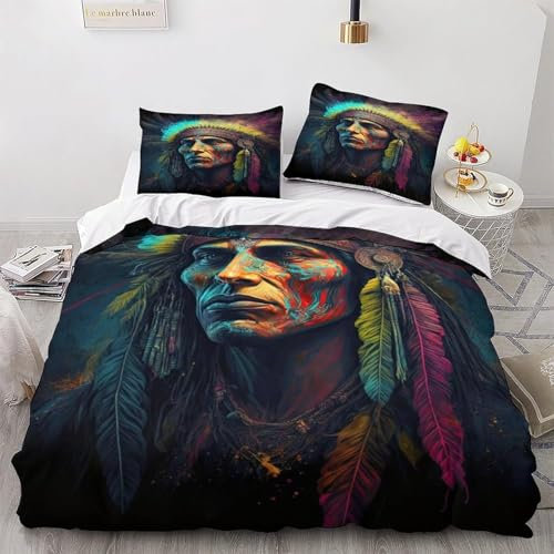 Zbeiba Indien 3D Muster Bettwäsche 155x220cm Bettbezug Set Atmungsaktive Angenehme Bettbezug und 2 Kissenbezug 80x80cm 3 teilig,#1,Bettbezug Mit Reißverschluss Für Erwachsene Teenager Kinder