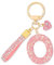 MWOOT Rose Voiture Porte clés Cadeau pour Femmes Filles Initial Lettre Porte-clés Mignon Bling Lettre Pendentif pour Sac à main Charms, Lettre O