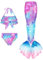 EYNMVR Lässige Badebekleidung für Mädchen, Bikini-Badeanzug, 3-teiliges Set für Kinder, Mädchen, Cosplay Light Lila 6-7 Jahre