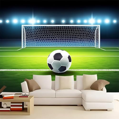 Buohwiwe Papier Peint Panoramique Football Mural 450 x 315 cm (WxH) Football 3D Papier Peint Intisse Poster Photo Fresque Chambre Coucher Salon Grand Décoration Peinture Murale q216