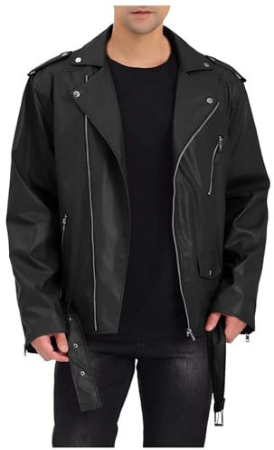 Giacca di Pelle da Uomo, Giacca in Pelle Sintetica da Uomo Giubbotto in Similpelle Casual Stile Biker Casual Tinata Unita Jacket Giubbotto Chiodo Giacca Uomo Mezza Stagione Giacche da Moto