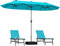 GOPLUS Sombrilla Jardin Grande 4x2m, Parasol Rectangular con Base, Manivela, Ventilación, Protección UV, Sombrilla Terraza Exterior para Patio Piscina (Turquesa, 4x2 m)