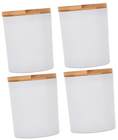DOITOOL 4 Sets Aromatherapy Candle Cup Glass Candle Tin Glass Containers Lids Can and Home Decoration