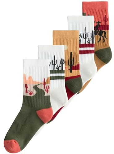 NEXT Jungen Socken mit gepolstertem Fußbett, 5er-Pack Neutral Western 31-36
