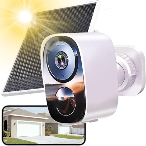 Funstorm 2K/3MP Wireless Security Camera with Solar, Long-lasting Rechargeable Battery, Free Cloud Storage, 5GHz/2.4G WiFi, Colour Night Vision, Motion Detection, Voice Intercom, IP66