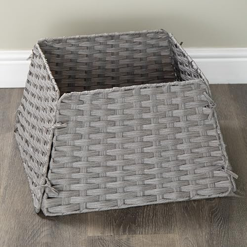 47cm x 46cm Samuel Alexander Foldable Rattan Christmas Tree Skirt in Grey