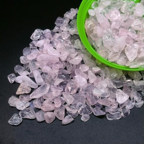 Vente en gros, lot de mille fleurs, pierres naturelles en verre, cristal, gravier, copeaux de pierre, minerai, minéraux, spécimens, décoration d'aquarium, quartz rose, 1 000 g