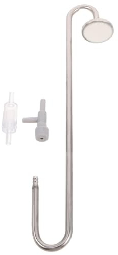 SHINEOFI Stainless Steel Aquarium Air Refiner, 25cm Fish Tank Diffuser | 304 steel nano bubble atomizer for silent aeration. U-shape hanging design for rimless planted tanks. Includes check valve.