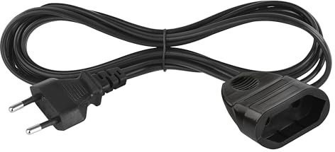EMOS - Verlängerungskabel 1,5m - mit Euro-Stecker & Buchse - 250 V, 2,5 A, 575 W - PVC, 0,75 mm2 - erhöhter Berührungsschutz - IP20 für Innen - geeignet für Lampen, Fernseher, Adapter - schwarz