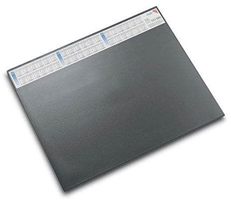 Läufer 44653 Durella DS Schreibtischunterlage mit transparenter Auflage und Kalender, rutschfeste Schreibunterlage, 52 x 65cm, grau