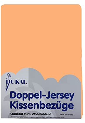 Dukal | Kissenbezug 40 x 80 cm | aus hochwertigem DOPPEL-Jersey | 100% Baumwolle | Farbe: apricot