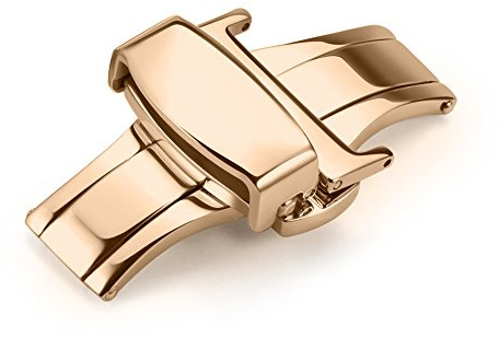 iStrap Edelstahl-Faltschließe mit Druckknopf-Silber Gold Roségold Schwarz Uhrenverschluss-16mm 18mm 20mm 22mm