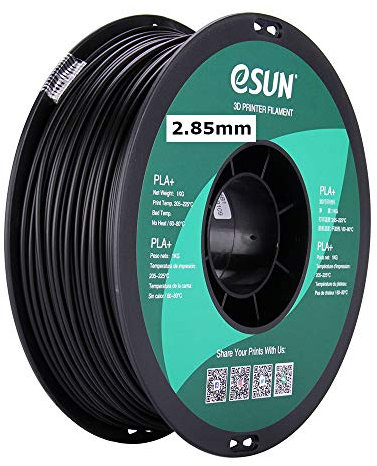 eSun 3D Drucker Filament PLA+ 2,85mm 1kg SCHWARZ