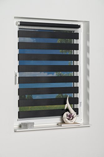 K-home Klemmfix Doppelrollo Andorra ohne Bohren - Anthrazit 50 x 150 cm (B x L)
