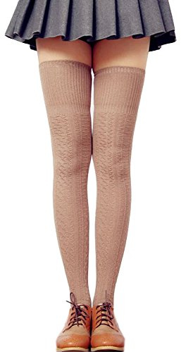 LSHARON Womens Over the Knee Thigh High Stockings Soft Knit Crochet Sock Leggings
