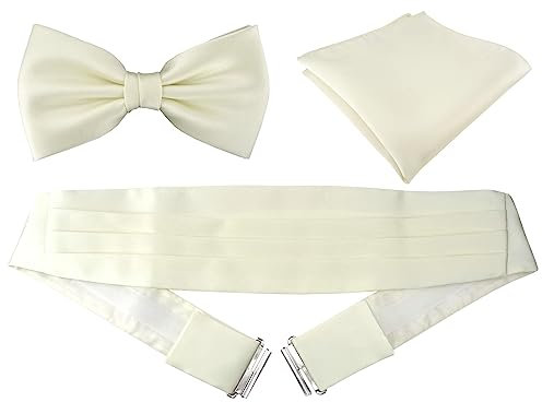 TigerTie Kummerbund Einstecktuch Satin Fliege in beige - Schärpe Leibbinde