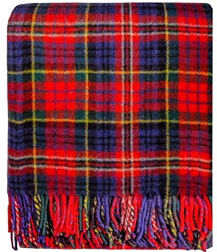 I LUV LTD Scottish Tartan Warm Wool Mix Throw Blanket MacPherson Red Knee Plaid Throws for Sofas Travel Wool Rug Throws and Blankets 182 cm x 152 cm