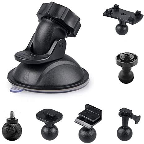 Car Suction Cup for Dash Cam Holder with 6 Types Adapter, HOMREE 360 Degree Angle Car Mount for Driving DVR Camera Camcorder GPS Action Cameras