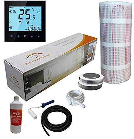Electric Underfloor Yellow Box Heating kit 150w - 24.0m2 - Black WiFi Thermostat
