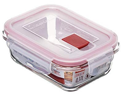 Tatay Fiambrebra de Alimentos, Vidrio, Hermética, 0.37L de Capacidad, Tapa de Clip, Libre de BPA, Apto Microondas, Horno, Congelador y Lavavajillas, Color Rojo. Medidas 11.2 x 15.2 x 5.7 cm