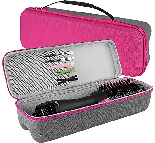 Linkidea Hartes Reiseetui für Revlon Haartrocknerbürste, Hot Tools One-Step Haartrockner und Volumizer Styler, Tragetasche für Heißluftbürsten (Rose Red)