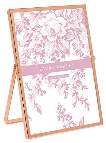 Laura Ashley Metall-Bilderrahmen (vertikal) mit ausziehbarer Staffelei, 12,7 x 17,8 cm, Roségold, flach, für Tischplatte, Arbeitsplatz, Regal und Schreibtisch