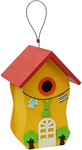 Gardigo Buntes Vogelhaus aus Holz | Dekorativer Nistkasten zum aufhängen | Vogelhäuschen für Garten, Balkon, Terrasse