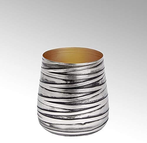 Lambert - Twister - Teelichthalter/Windlicht/Blumenvase - Silberfarben - Aluminium/Antik Nickel - HxD 12 x 11,5 cm - Gr. Mittel