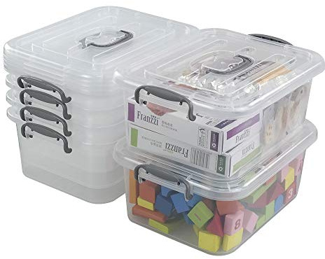 Zerdyne Set of 6 Clear Storage Boxes, 8 L Plastic Latching Storage Box Container