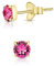DTPsilver® 925 Sterling Silver Yellow Gold Plated SMALL Square Stud Earrings made with Round Glittering Crystals from Swarovski® Elements - Diameter: 4 mm - Colour : Rose